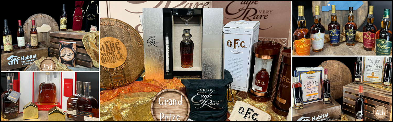 Photo collage of Bourbon Barrel Head Collections Raffle 2024.