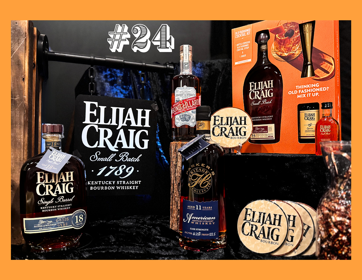 24TH ELIJAH CRAIG W_ SIGN AND COASTER SET