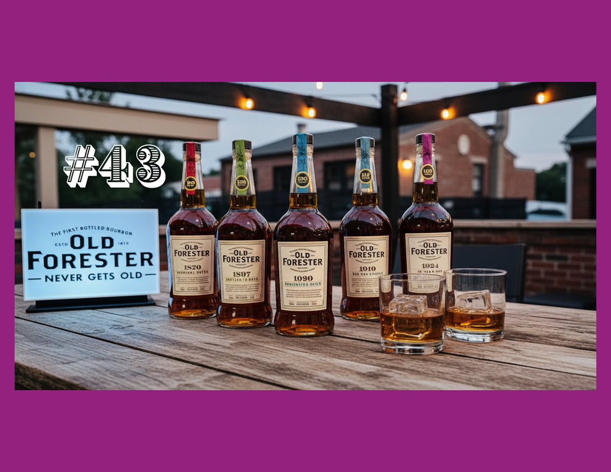 43RD OLD FORESTER YEAR SET W_ SIGN & GLASS