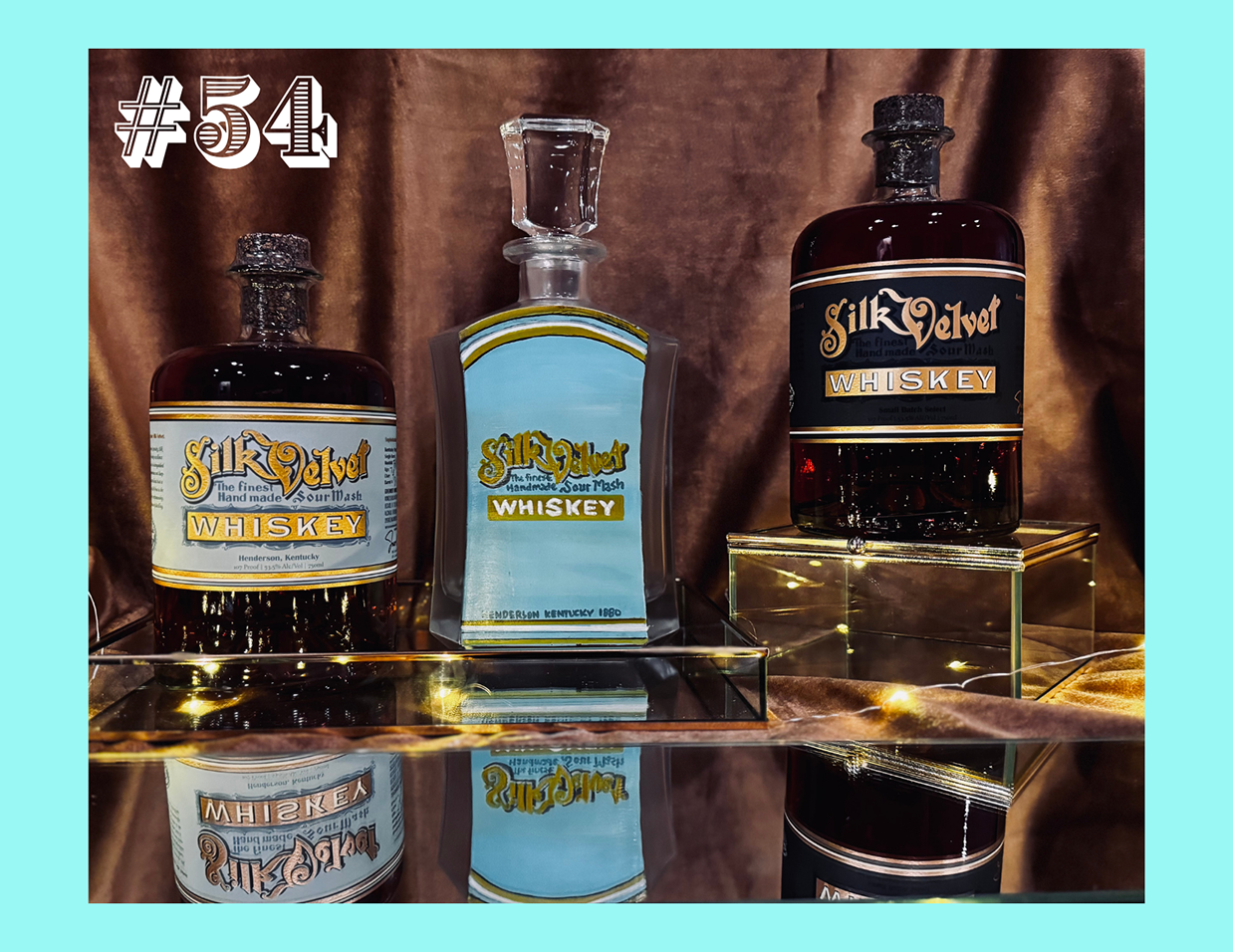 54TH SILK VELVET W_PAINTED DECANTER